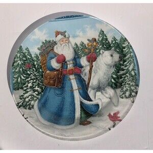 CHRISTMAS PLATE GLASS VINTAGE SANTA COOKIES PLATE 10" DIAMETER